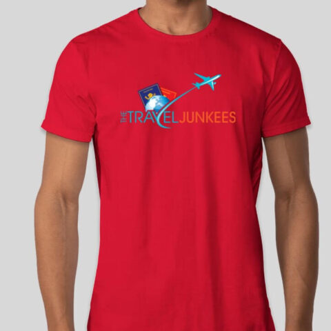 Red Color Shirt With the travel Junkees Printed