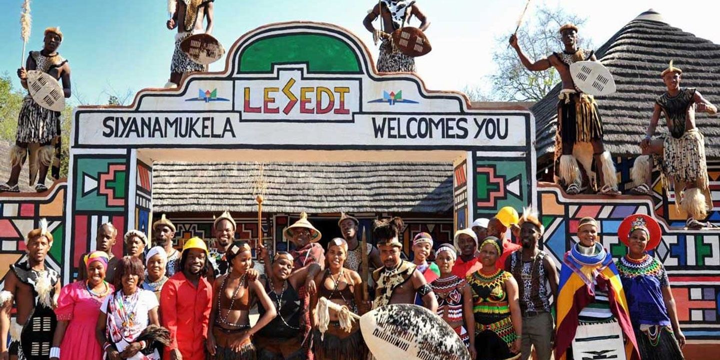 Picture of Lesedi, Siyanamukela with African tribe people