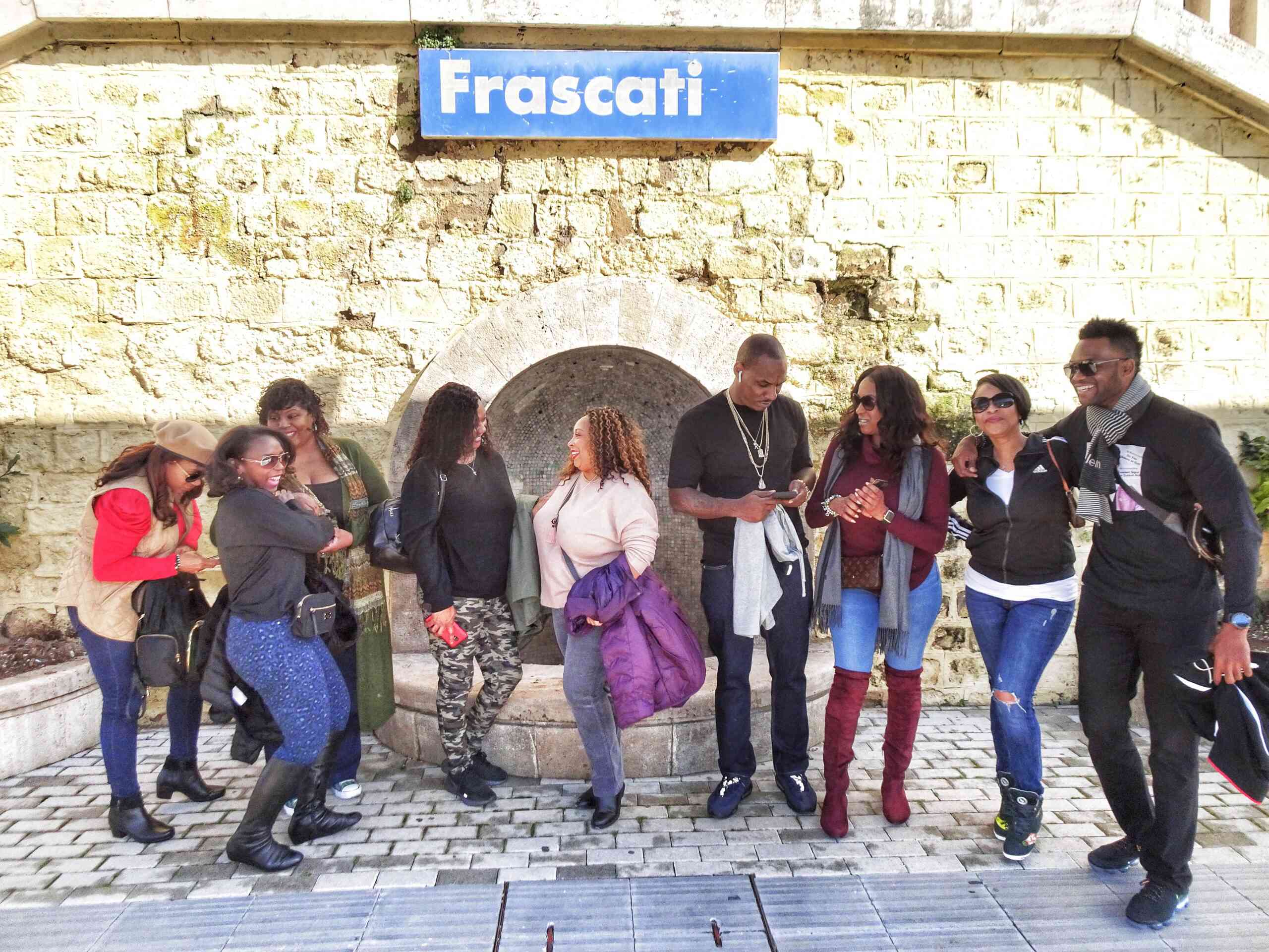 Group of people traveling in Frascati